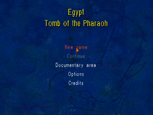 Egypt 1156 BC: Tomb of the Pharaoh title screen for Playstation